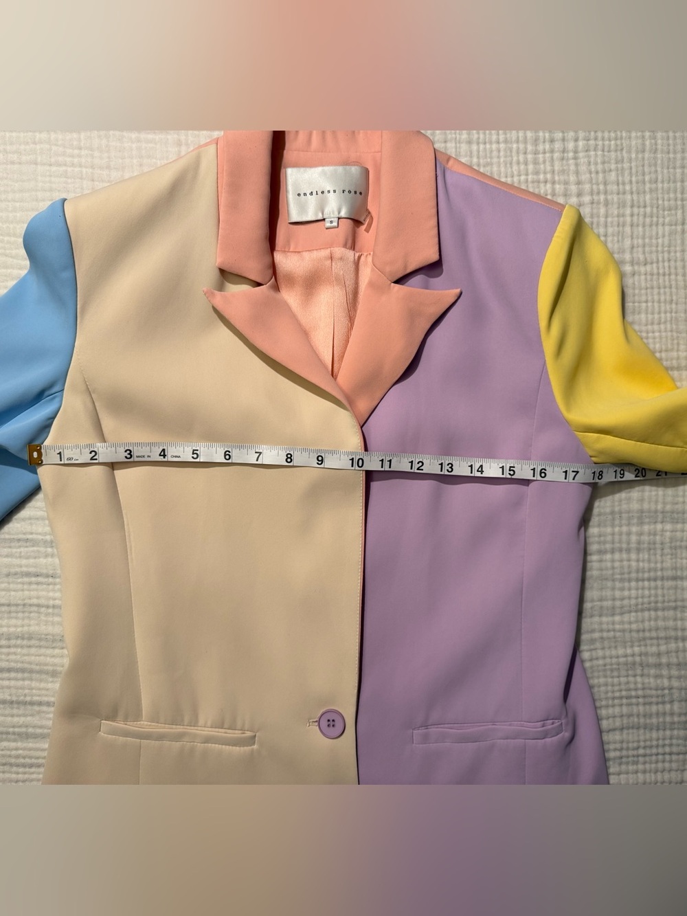 Endless Rose Women’s Pastel Chic Colorblock Blazer Single Button Size Small - Picture 10 of 10